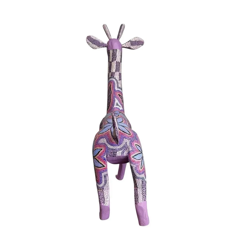 Oaxacan Wood Carved Giraffe Alebrije Mexican Folk Art Signed Mireya Sosa Purple